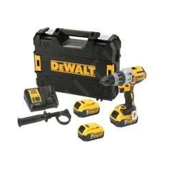 DeWALT Outillage - Perceuse à percussion sans fil 18V, 3 batteries 5.0 Ah Li-lon, chargeur DCD996P3