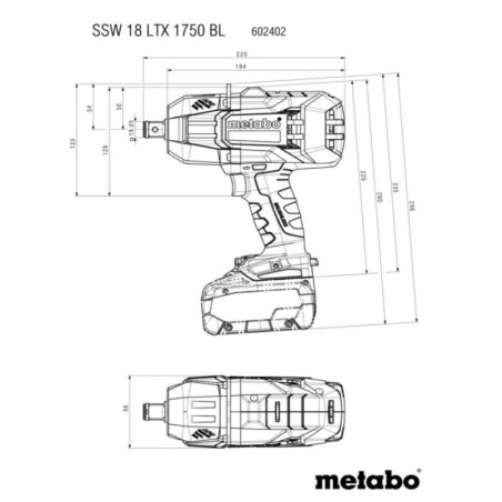Metabo Outillage - Clé à chocs sans fil 18V, sans batterie ni chargeur 602402840