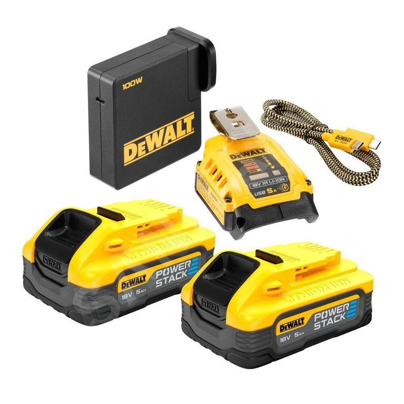 DeWALT Accessoires - Ensemble adaptateur USB et 2 batteries 5,0 Ah DCB094H2