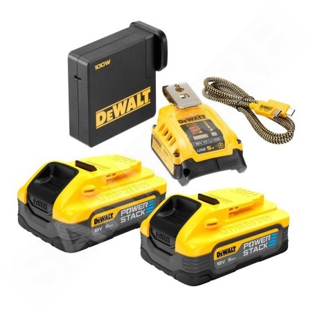 DeWALT Accessoires - Ensemble adaptateur USB et 2 batteries 5,0 Ah DCB094H2