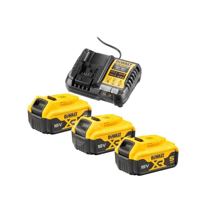 DeWALT Accessoires - Set de Chargeur 4A et de 3 accumulateurs 18 V XR Li-Ion 5.0 Ah DCB1104P3