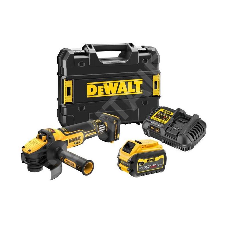 DeWALT Outillage - Meuleuse d'angle AKU 18V 125 mm, 1x batterie 6,0 Ah FLEXVOLT, chargeur DCG409VST1