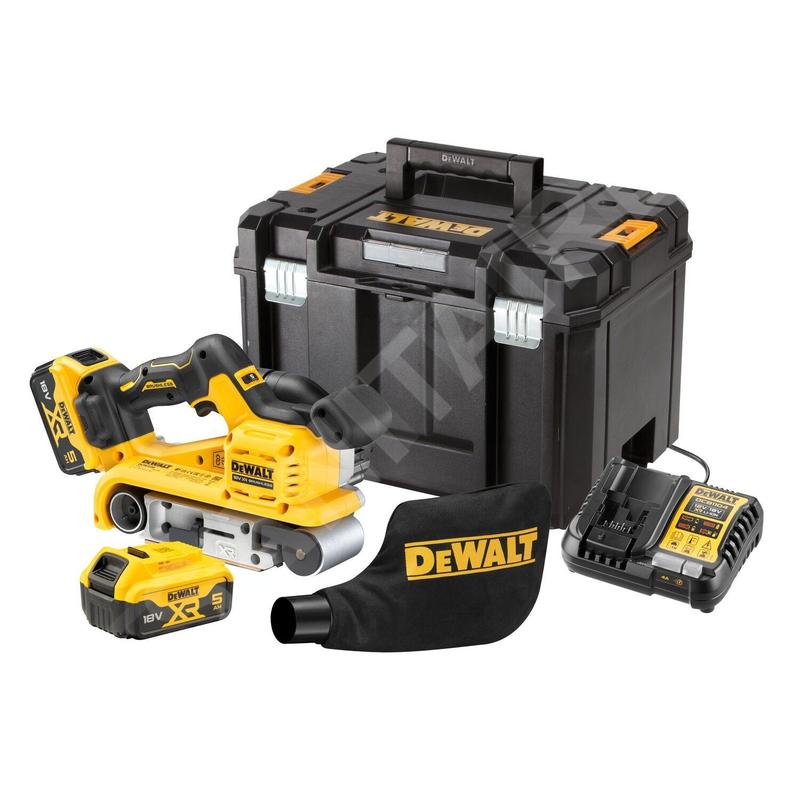 DeWALT Outillage - Ponceuse à bande 18V sans fil, 2 batteries XR de 5,0 Ah, chargeur DCW220P2