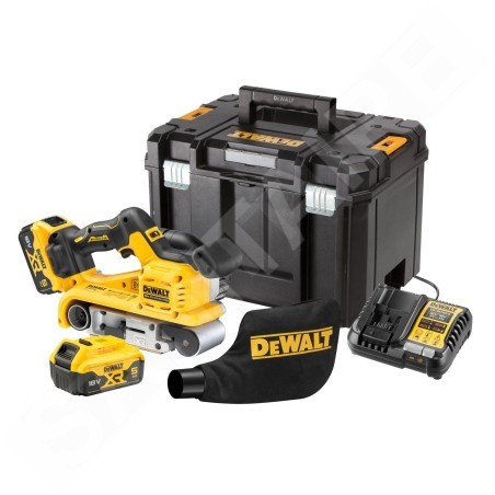 DeWALT Outillage - Ponceuse à bande 18V sans fil, 2 batteries XR de 5,0 Ah, chargeur DCW220P2