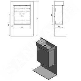 Sapho Latus - Meuble lavabo 440x500x220 mm, pin rustique LT090-1616
