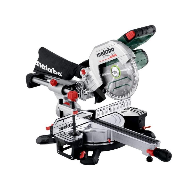 Metabo Outillage - 18V AKU Tronçonneuse et scie à onglets avec déplacement KGS 18 LTX BL 216, sans batterie 614216850 Metabo Outillage - 18V AKU Tronçonneuse et scie à onglets avec déplacement KGS 18 LTX BL 216, sans batterie 614216850
