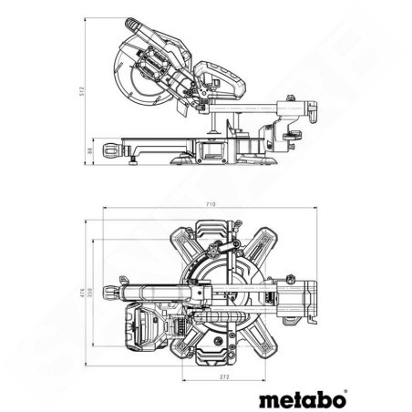 Metabo Outillage - 18V AKU Tronçonneuse et scie à onglets avec déplacement KGS 18 LTX BL 216, sans batterie 614216850