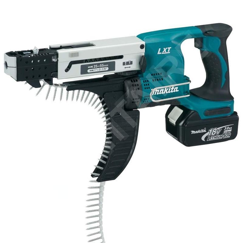 Makita Outillage - Visseuse à plaques de plâtre sans fil 18 V avec chargeur, 2 batteries 3,0 Ah, chargeur DFR550RFE