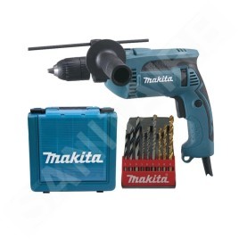 Makita Outillage - Perceuse à percussion 680 W, avec accessoires HP1641K1X