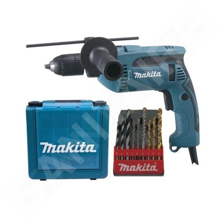 Makita Outillage - Perceuse à percussion 680 W, avec accessoires HP1641K1X