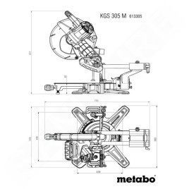 Metabo Outillage - Scie à chapeau et à onglets avec déplacement KGS 305 M 613305000