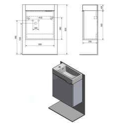 Sapho Latus - Meuble lavabo 495x500x250 mm, chêne argenté LT410-1111