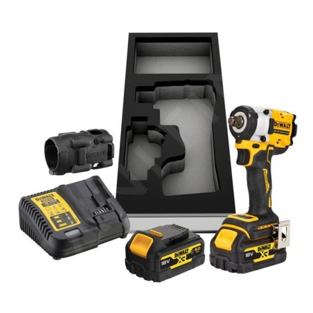 DeWALT Outillage - Clé à chocs AKU 18V, 2x batterie 5,0 Ah XR, housse en caoutchouc, chargeur DCF921P2G