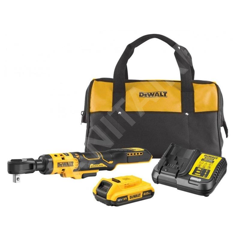 DeWALT Outillage - Clé à cliquet AKU 18V, 1x batterie 2,0 Ah XR , chargeur DCF512D1