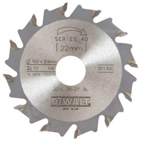 DeWALT Accessoires - Lame pour fraiseuse à lamelles, 105x22 mm, 12 dents DT1306