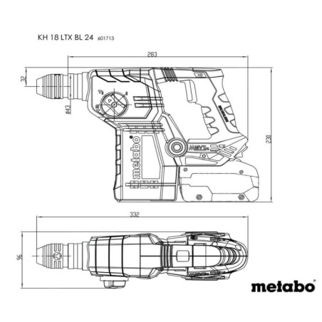 Metabo Outillage - Marteau combiné sans fil 18V, sans batterie ni chargeur 601713840