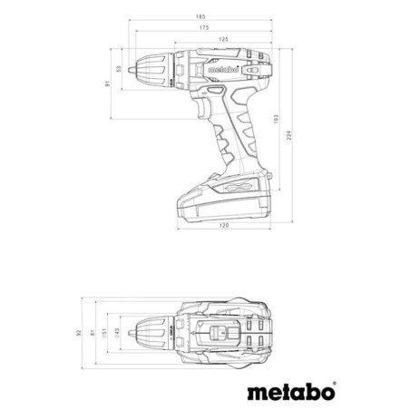 Metabo Outillage - Perceuse-visseuse sans fil 14,4 V, 2 batteries 2,0 Ah Li-Power, chargeur 602206540