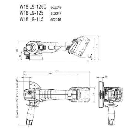 Metabo Outillage - Meuleuse d'angle sans fil 18V 125 mm, 2 batteries 4,0 Ah, chargeur 602247510