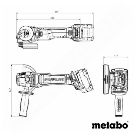 Metabo Outillage - Meuleuse d'angle sans fil 18V 125 mm, sans batterie ni chargeur 613052840