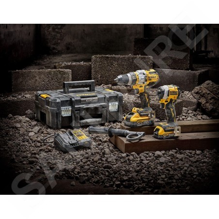 DeWALT Outillage - Set perceuse à percussion et clé à choc sans fil 18V, 1 batterie 1,7 Ah, 1 batterie 5,0 Ah, chargeur