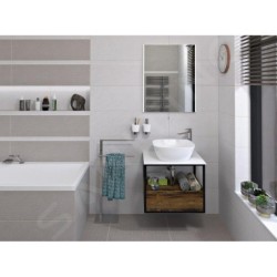 Sapho Skara - Meuble-vasque 590x495x465 mm, 1 tiroir, chêne Collingwood/noir mat CG002-1919