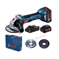 Bosch Outillage - Meuleuse d'angle sans fil 18V 125 mm, 2 batteries Li-Ion 4,0 Ah, chargeur 06019H9021