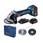 Bosch Outillage - Meuleuse d'angle sans fil 18V 125 mm, 2 batteries Li-Ion 4,0 Ah, chargeur 06019H9021
