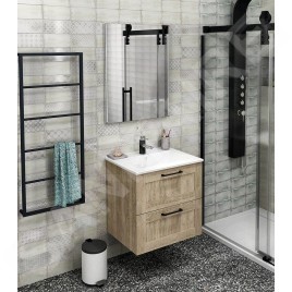 Sapho Amia - Meuble lavabo 590x600x450 mm, 2 tiroirs, chêne Texas AM060-2020