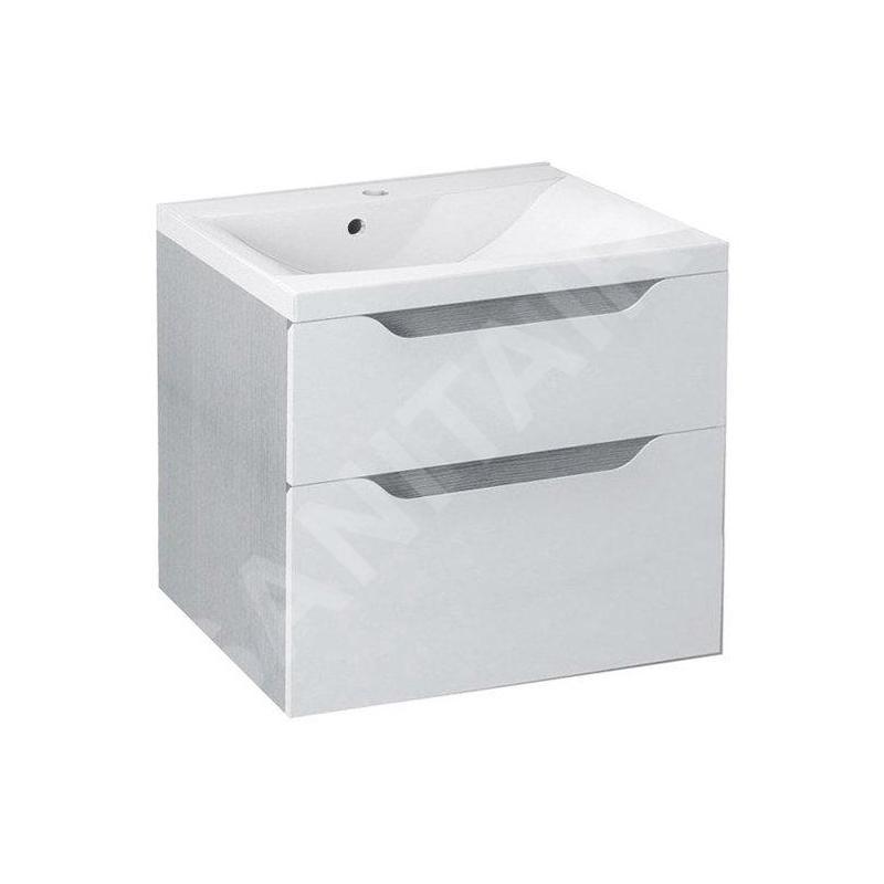 Sapho Wave - Meuble lavabo 600x650x480 mm, 2 tiroirs, blanc/chêne argenté WA060-3011 Sapho Wave - Meuble lavabo 600x650x480 mm, 2 tiroirs, blanc/chêne argenté WA060-3011