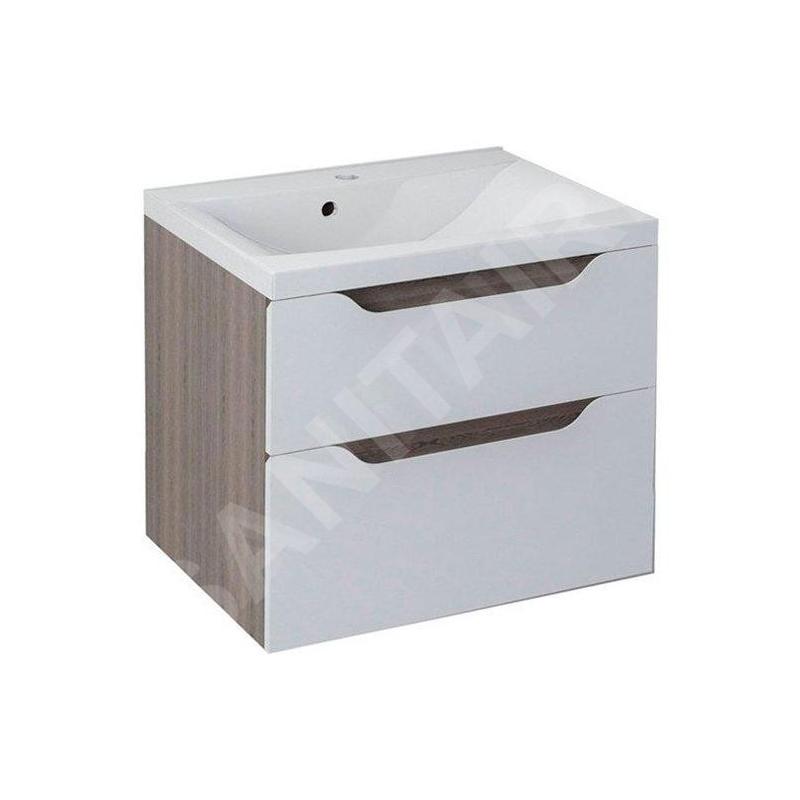 Sapho Wave - Meuble lavabo, 600x650x480 mm, 2 tiroirs, blanc/mali wenge WA060-3021 Sapho Wave - Meuble lavabo, 600x650x480 mm, 2 tiroirs, blanc/mali wenge WA060-3021