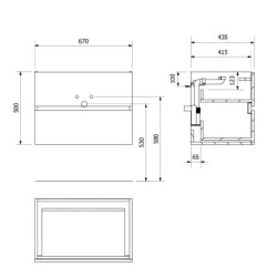 Sapho Odetta - Meuble-vasque, 670x500x435 mm, 2 tiroirs, blanc brillant DT070-3030