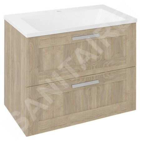 Sapho Amia - Meuble lavabo 745x600x450 mm, 2 tiroirs, chêne Texas AM075-2020