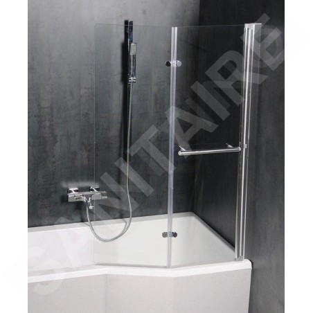 Polysan Odessa - Paroi de baignoire pneumatique 970 mm, aluminium poli/verre clair 37127