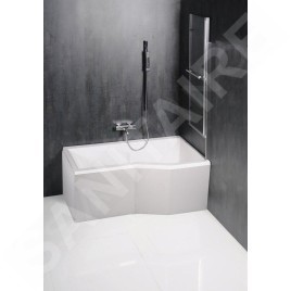 Polysan Odessa - Paroi de baignoire pneumatique 970 mm, aluminium poli/verre clair 37127