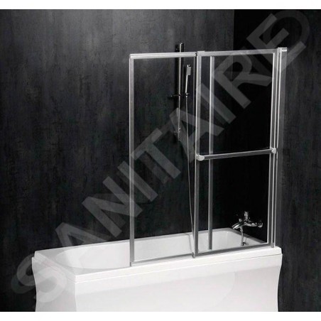 Polysan Olbia - Paroi de baignoire pneumatique 1230 mm, aluminium poli/verre clair 30317
