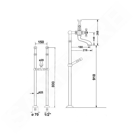 Sapho Antea - Raccordement pour installation de mitigeur sur bord de baignoire, 2 pièces, bronze 9846