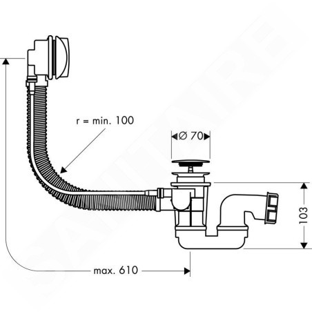Hansgrohe Flexaplus - Set complet avec vidange et déversoir pour baignoires ordinaires, chrome 58142000