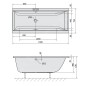 Polysan Baignoires - Baignoire rectangulaire CLEO, 1600 x 750 x 480 mm, blanc 93611 Polysan Baignoires - Baignoire rectangulaire CLEO, 1600 x 750 x 480 mm, blanc 93611