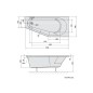 Polysan Baignoires - Baignoire asymétrique Tigra R, 1700 x 800 x 460 mm, blanc 90611 Polysan Baignoires - Baignoire asymétrique Tigra R, 1700 x 800 x 460 mm, blanc 90611