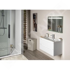 Sapho Wave - Meuble vasque, 800x450x480 mm, 2 tiroirs, blanc WA080-3030
