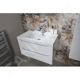 Sapho Wave - Meuble vasque, 800x450x480 mm, 2 tiroirs, blanc WA080-3030
