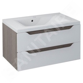 Sapho Wave - Meuble lavabo 800x450x480 mm, 2 tiroirs, blanc/mali wenge WA080-3021