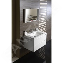 Sapho Wave - Meuble lavabo 800x450x480 mm, 2 tiroirs, blanc/mali wenge WA080-3021