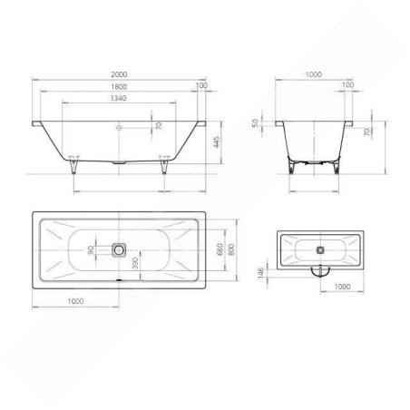 Kaldewei Avantgarde - Baignoire Conoduo 735, 2000x1000 mm, blanc 235300010001