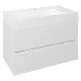 Sapho Odetta - Meuble lavabo, 820x500x435 mm, 2 tiroirs, blanc brillant DT085-3030