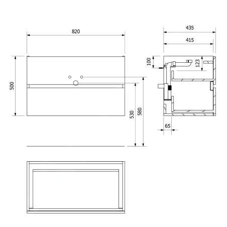Sapho Odetta - Meuble lavabo, 820x500x435 mm, 2 tiroirs, blanc brillant DT085-3030