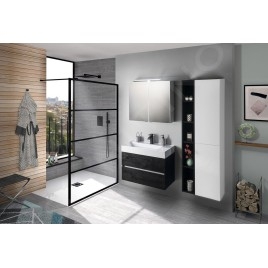 Sapho Odetta - Meuble lavabo, 820x500x435 mm, 2 tiroirs, blanc brillant DT085-3030