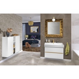 Sapho Odetta - Meuble lavabo, 820x500x435 mm, 2 tiroirs, blanc brillant DT085-3030