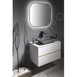 Sapho Odetta - Meuble lavabo, 820x500x435 mm, 2 tiroirs, blanc brillant DT085-3030