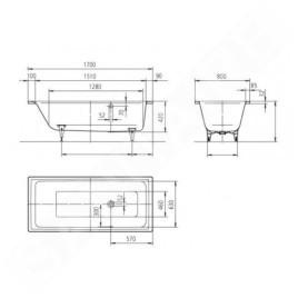 Kaldewei Ambiente - Baignoire rectangulaire Puro 692, 1700x800 mm, blanc 259234010001